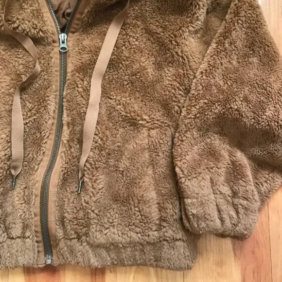 Free People We The Free Freya Fur Hoodie Teddy Jacket in Cinnamon Sprinkle - Picture 7 of 16